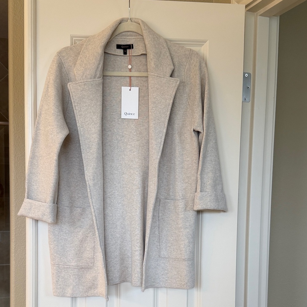 Quince Light Gray Knit Blazer Coat